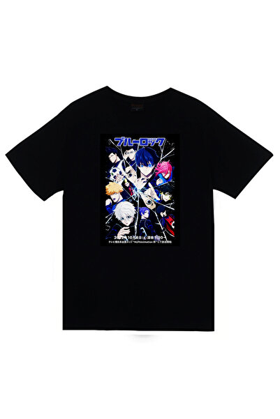 fame-stoned Blue Lock anime majica sa printom, unisex, 100% pamuk, crna