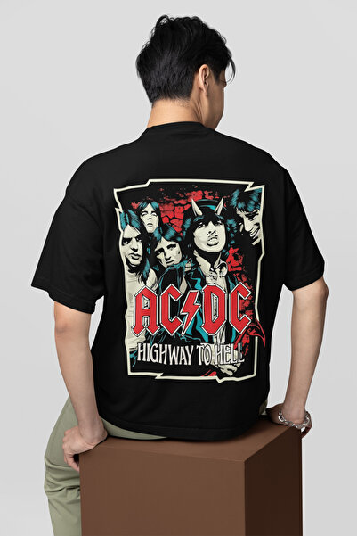 SEVBANO Ac Dc Highway to Hell Printed Unisex Oversize Rock Metal Music Band T...