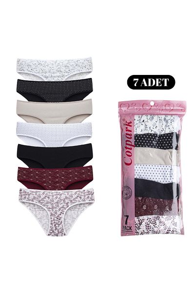Cotpark Chiloți bikini de bază din bumbac pentru femei, pachet de 7 4150