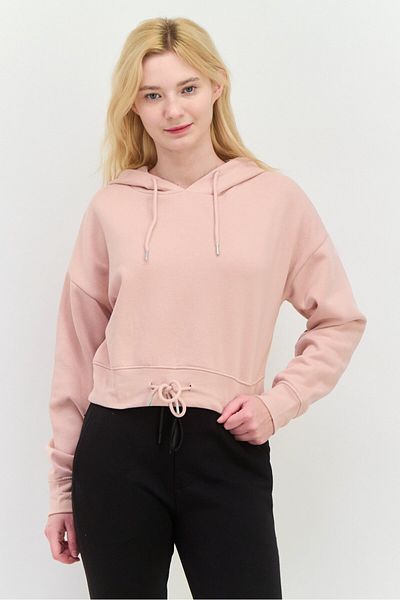 Juice Women Plain Crop Hooded Sweatshirt, Dusty Pink