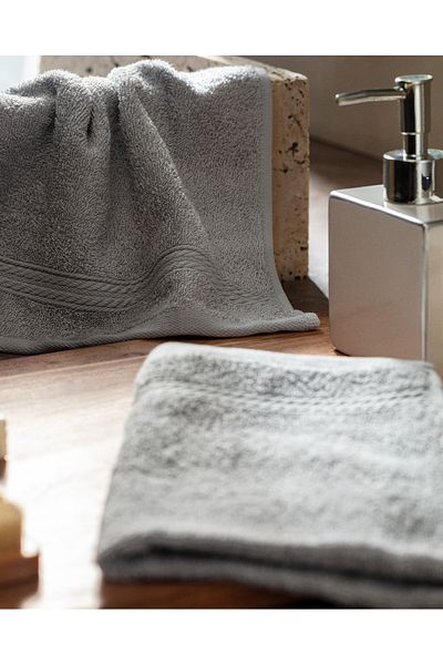 Madame Coco Ryella Dobby 100% Cotton 2-Piece Hand Towel - Gray