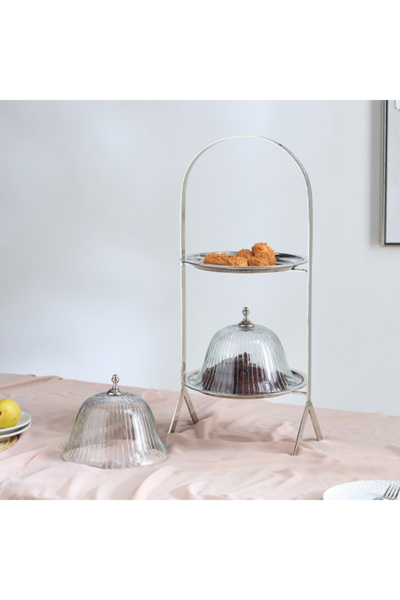 Home Box Oriental 2-Tier Stand with Cloche
