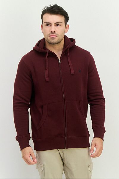 French Connection Men Brand Logo Long Sleeves Hooded Sweatshirt, Maroon