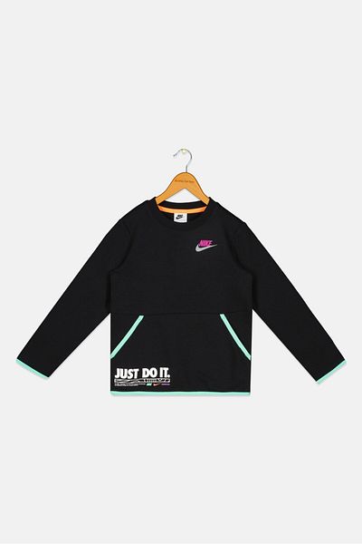 Nike Kids Boy Brand Logo Outdoor Sweatshirts, Black