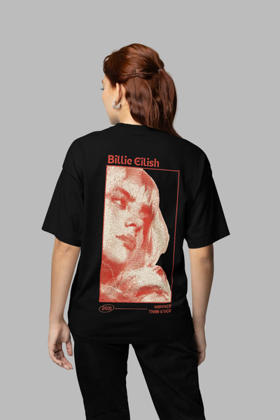 SEVBANO Tricou oversize unisex cu imprimeu Billie Eilish