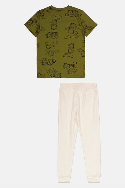 NİCKELODEON Kids Boy 2 Pieces Printed Pajama Set, Olive