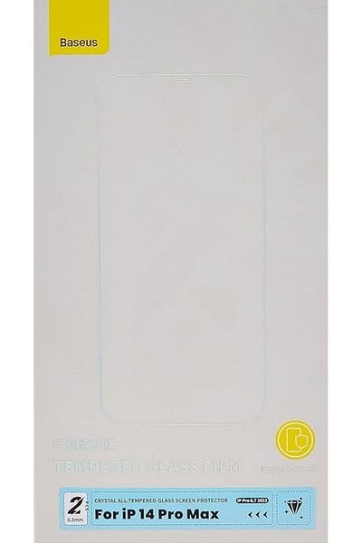 Baseus 0.3mm Crystal All-Tempered-Glass Screen Protector for iP 14 Pro Max  Clear