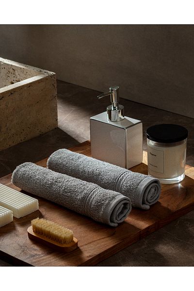 Madame Coco Ryella Dobby 100% Cotton 2-Piece Hand Towel - Gray
