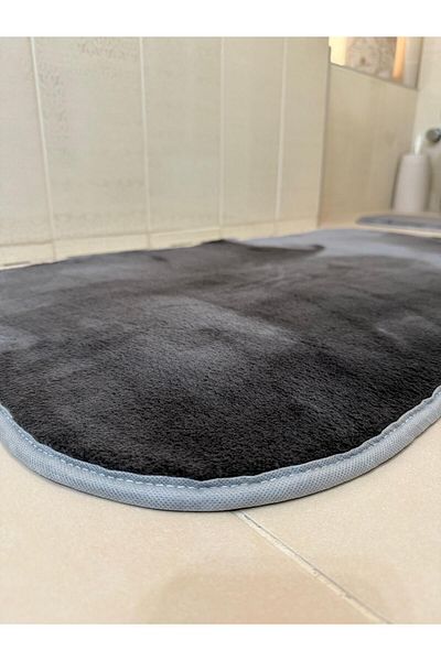 YTR HOME Σετ χαλάκι μπάνιου με βελούδινη μαλακή σφουγγαρίστρα που πλένεται αντιολισθητική βάση με κουκκίδες