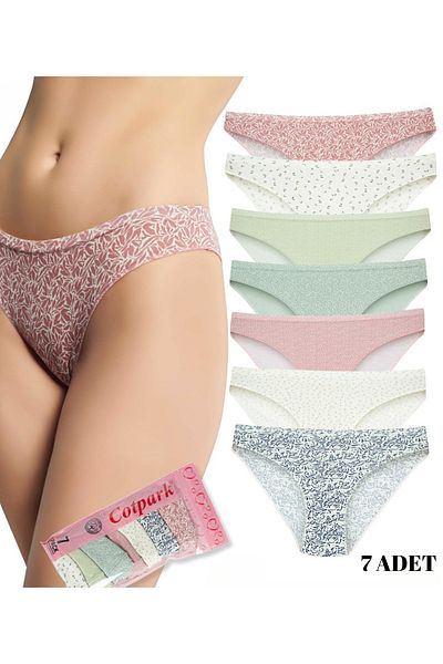 Cotpark Chiloți bikini de bază din bumbac pentru femei, pachet de 7 4157