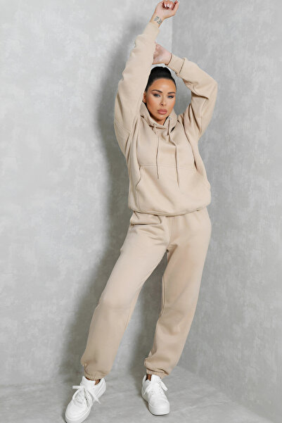 YAKAMEL Γυναικείο Σετ με Κουκούλα 2 τεμαχίων Ψηλόμεσο Jogger