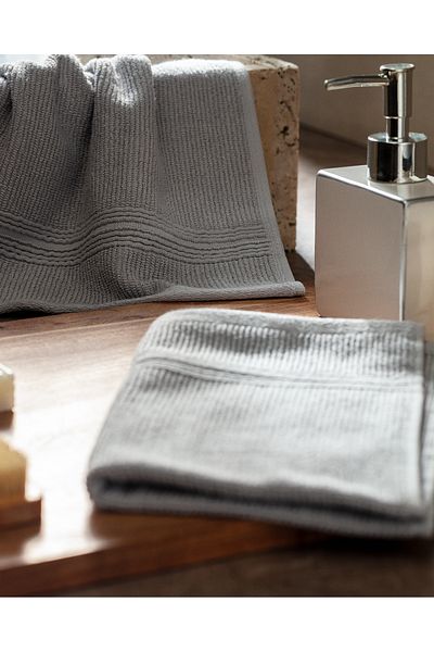 Madame Coco Stripe Dobby 100% Cotton 2-Piece Hand Towel - Gray