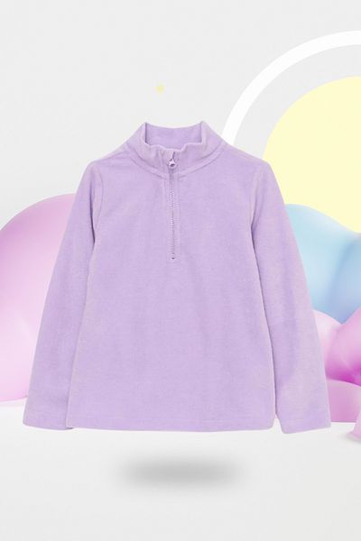 Kübra Tekstil Lilac Color Fleece Sweatshirt - Zippered Unisex Children's Cardigan T-Shirt