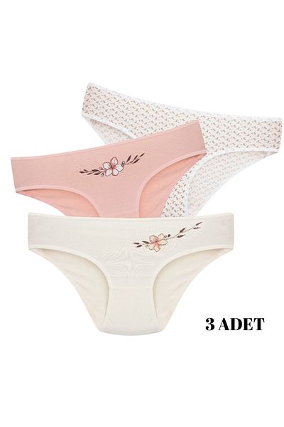 Cotpark Chiloți bikini de bază din bumbac pentru femei, pachet de 3 4145