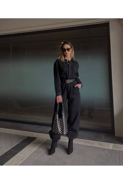 İLSİ Black Jeans Jumpsuit
