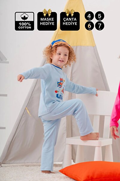 Babydonat 100% Cotton Boy's Pajamas Set with Super Hero Bag and Mask