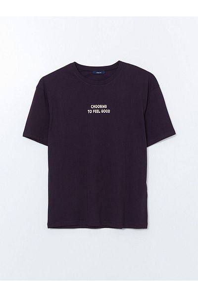 LC Waikiki LCW Herren-T-Shirt aus bedruckter gekämmter Baumwolle mit Rundhalsausschnitt