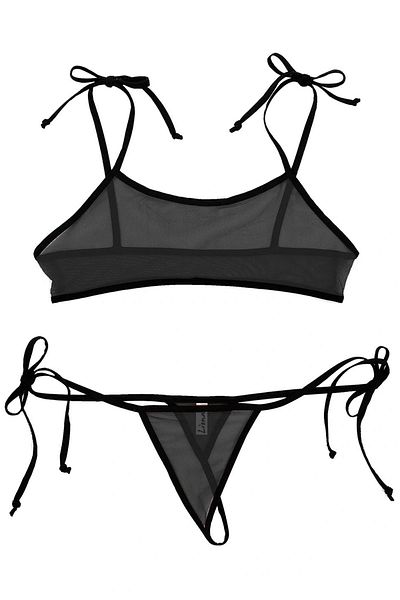 DEFNADA Σετ Μαύρο Φανταχτερό Σουτιέν Εσωρούχων Plus Size