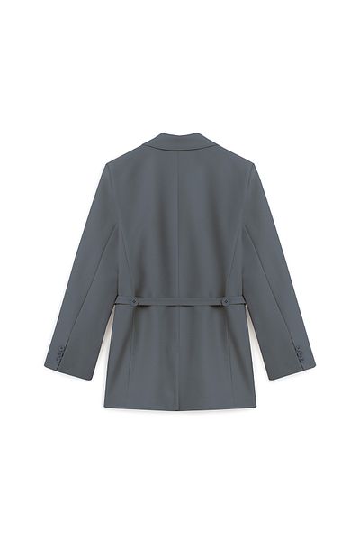 praye Gray Blazer Jacket - Mobile Belt Detail