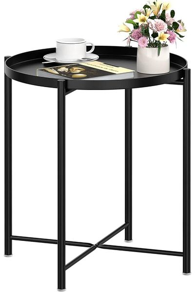 Generic طاولة فولاذية مستديرة أسود 45x53x45سم