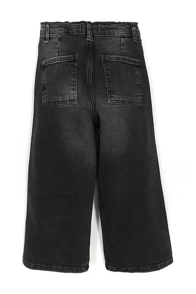 DobaKids Black Girls' Jeans - Wide Leg, Short Leg and Pocket Detail