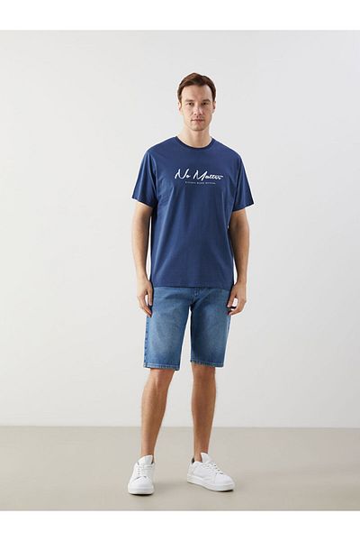 LC Waikiki Tricou pentru bărbați din bumbac pieptănat cu imprimeu cu decolteu rotund de sezon nou - S5KU34Z8