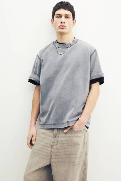 Pull & Bear Yumuşak dokulu boxy fit t-shirt