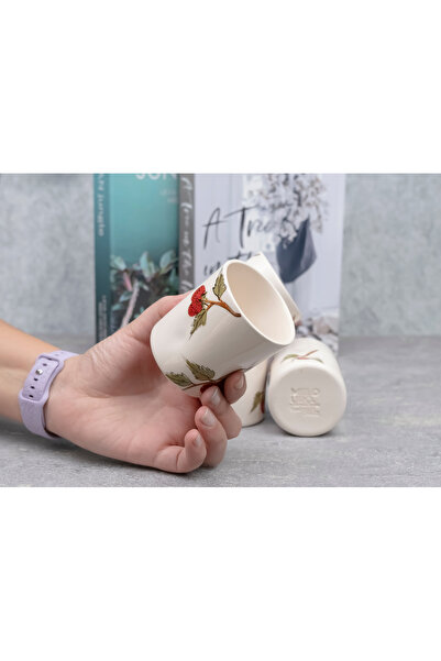 Melouro Raspberry Set of 2 Handmade Ceramic Cups with Handles, Mug