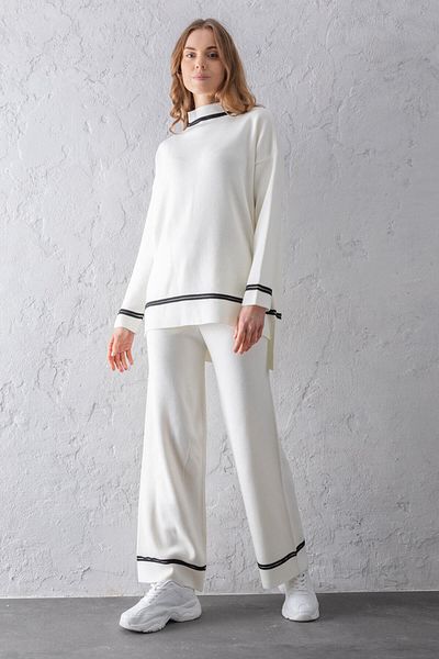 Irmak Kerekli Women's Ecru Half Fisherman Bottom Top Knitwear Set 23419