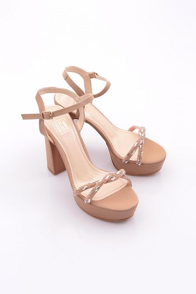 DGN Pm08-K2036-1 Thick Heeled Ankle Lace-Up Evening Dress Shoes