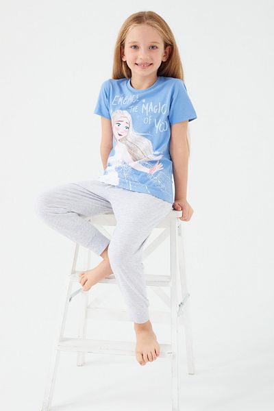 Frozen Girl's Blue Short Sleeve Pajama Set