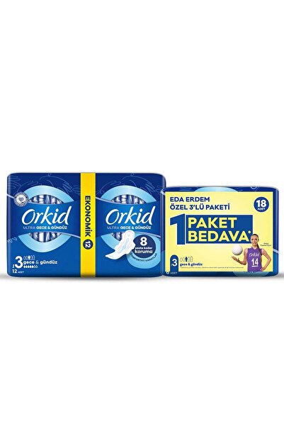 Orkid Ultra Gece 18’Li Eda Erdem Paketi Hijyenik Ped