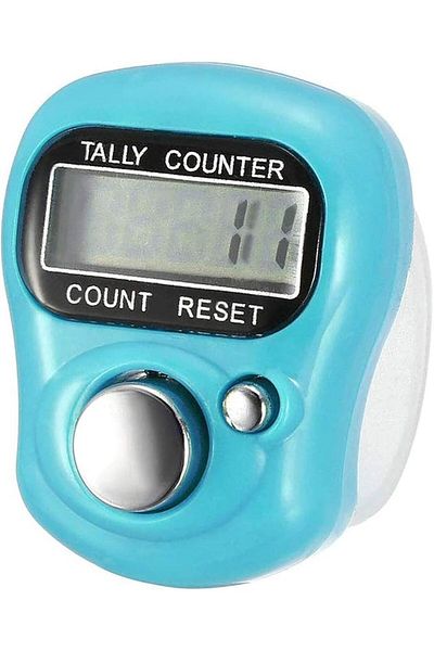 Yuwell Digital Tally Counter, Mini Finger Ring LCD Clicker, Handheld Resettable Tasbeeh, Blue