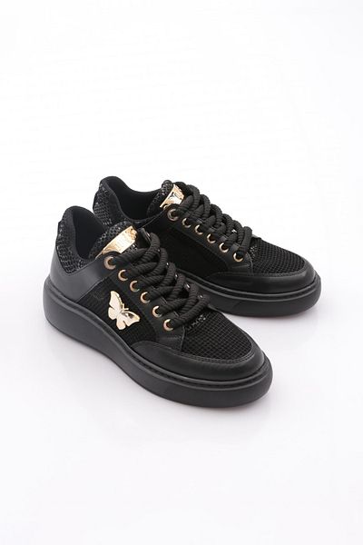 DGN Women's Mesh Accessory Sneakers Shoes Black 12211839101
