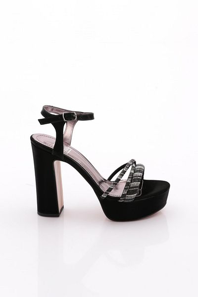 DGN Pm08-K2040 Women's Stone Embroidered Heeled Evening Dress Shoes
