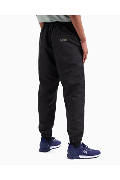 EA7 Erkek Regular Fit Paçası Lastikli Motifli Jakarlı Kumaş Siyah Eşofman Altı 7M000264 AF13722-UC001