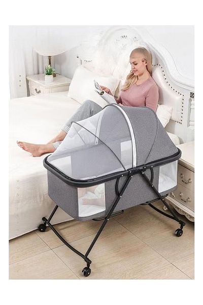 MAAS Portable Foldable Newborn Baby Bedside Travel Bedside Crib with Side Protection Net