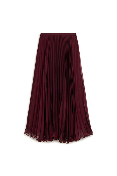 praye Fusta plisată roșu Claret - Detaliu cu volan
