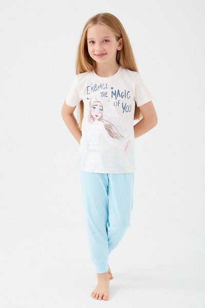 Frozen Girl's Cream Short Sleeve Pajama Set