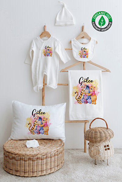 Lilabio %100 Organik Isme Özel Isimli 6lı Hastane Çıkışı Tulum Set Winnie The...