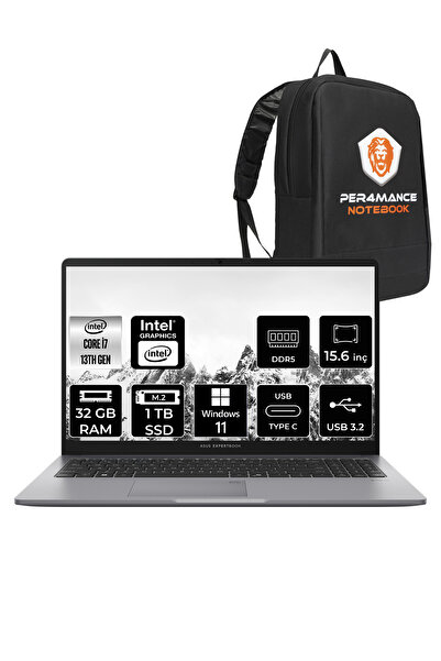 ASUS ExpertBook P1 Intel Core i7 13620H 32GB 1TB SSD 15.6" FHD W11P Dizüstü Bilgisayar & PER4 Çanta