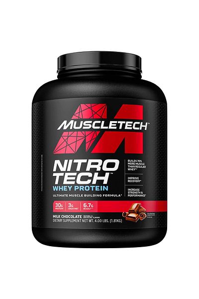 MUSCLETECH Nitro Tech Whey Protein, Milk Chocolate, 4 LB