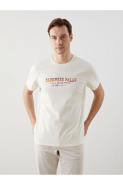 LC Waikiki New Season Crew Neck εμπριμέ χτενισμένο βαμβακερό ανδρικό Tisort - S5KP01Z8