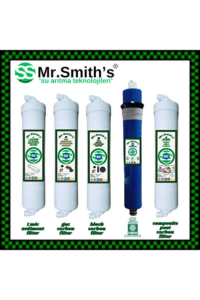 Mr.Smith's KAPALI KASA SU ARITMA CİHAZI FİLTRE SETİ 90 GPD NANO MEMBRANLI & K...