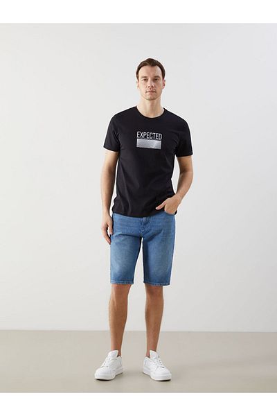 LC Waikiki New Season Crew Neck εμπριμέ χτενισμένο βαμβακερό ανδρικό Tisort - S5J843Z8