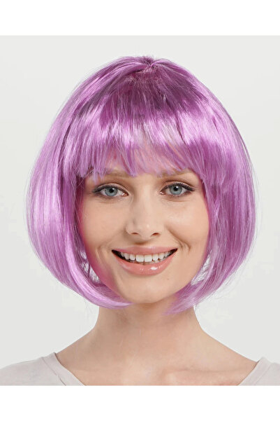 Twin Store Pink Color Straight Cut Blunt Party Wig Short False Hair