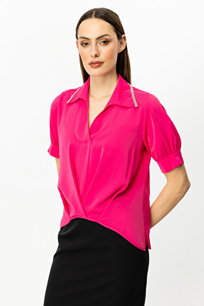 Ekol Sleeveless Blouse with Stone Collar Detail