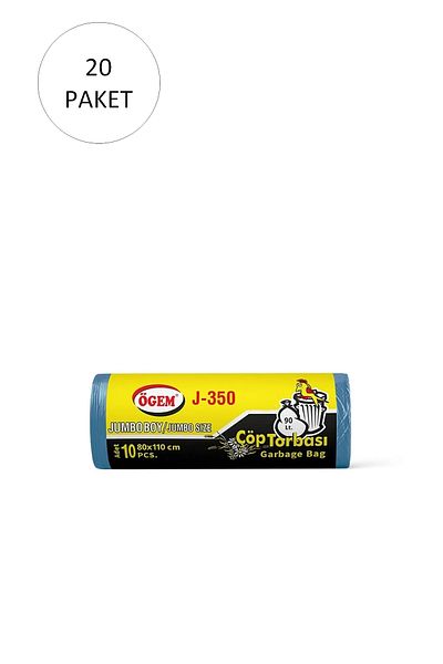 Mu Art J-350 Jumbo Size Garbage Bag 80 X 110 cm 10 Rolls X 20 Pack = 200 Pieces (Blue)