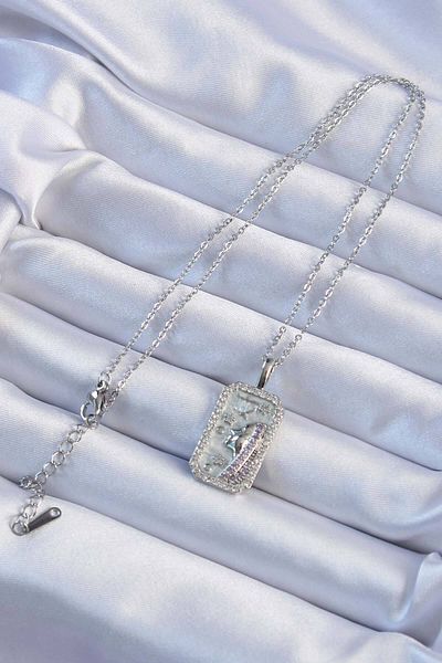 Clariss 316L Steel Chain Silver Color Zircon Stone Face Figure Tarot Necklace