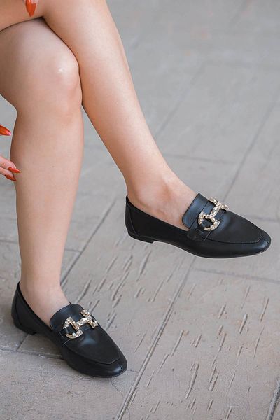 Parponi Черни мокасини от естествена кожа Lancel - Дамски обувки с катарама